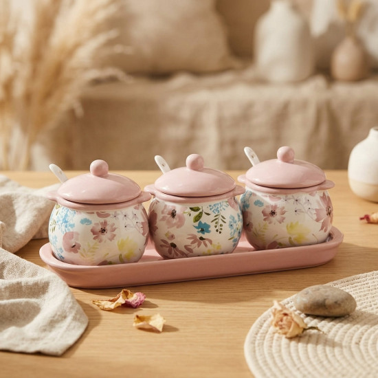 Porcelain Spice Jar Set - 4 Pcs